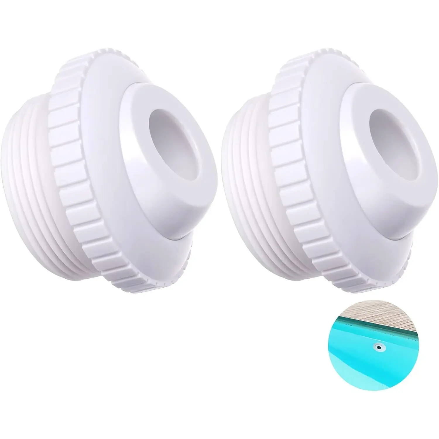 2 Pieces Pool Jet Nozzles, 3/4" Directional Flow Eyeball Inlet Jet, Swimming Pool Return Jet Replacement Parts Fittings Spa with 1-1/2 Inch MIP Thread Pool Accessories for Cleaning
