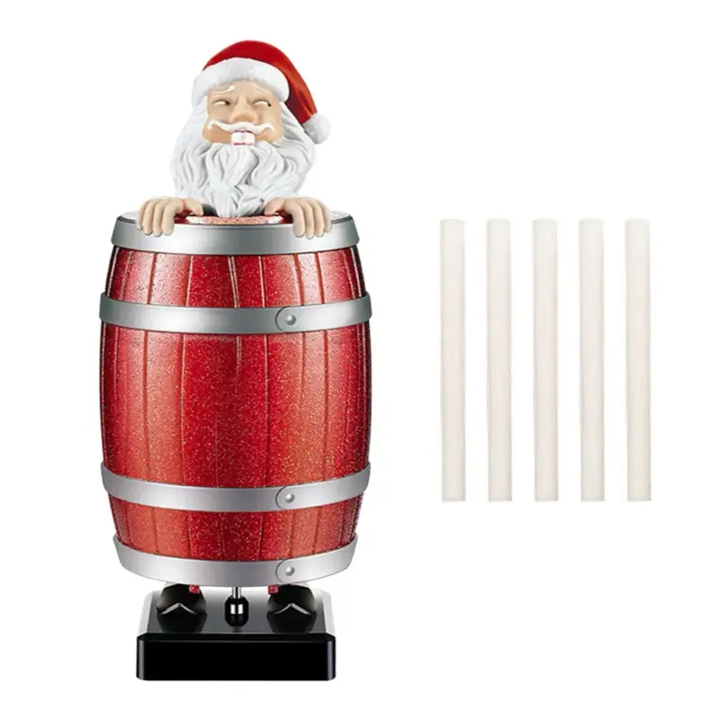 guy in barrel cigarette dispenser Funny & Quirky Cigarette Dispenser with Automatic Ejection Prank Pop-Up  Santa Claus in Wooden Barrel for Christmas Party Home Decor