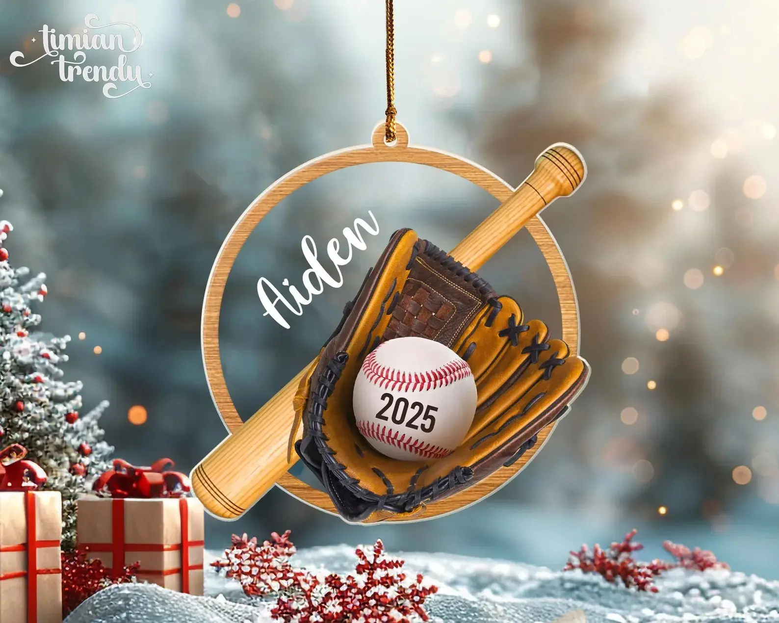 [NEW] 2D Personalized Baseball Player Ornament, Unique Team Keepsake for Baseball Lovers