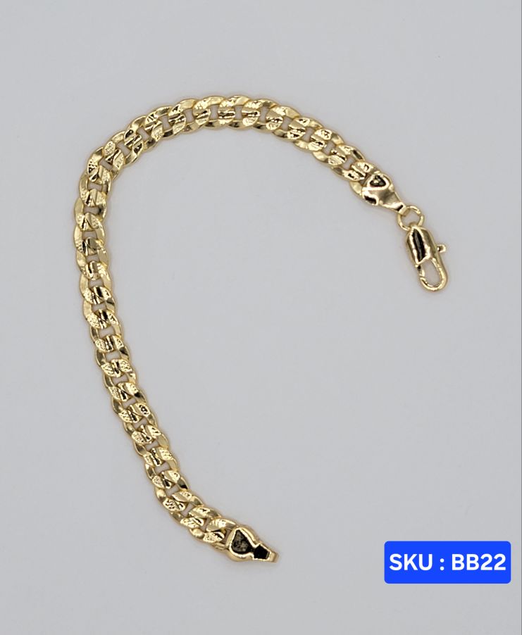 Bracelet Cuban Link Style Laminated-Gold 6 Inches 6 Millimeters for Babies & Small Kids Size Jewelry Accessory