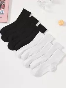 10 pairs Sock Set of white mid-calf for men and women, breathable and sweat-absorbent, couple-friendly, suitable for all seasons. Ideal for daily casual, business, running, and fitness activities.
