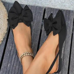 Comfortable Adjustable Ankle Strap Flat Sandals for Women Fashion Pointed Toe Slingback Casual Dress Shoes Summer Back Strap Flats