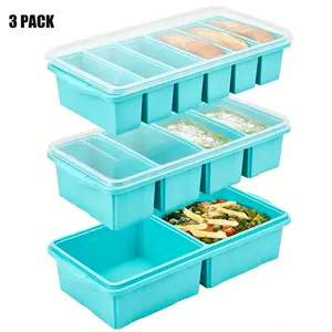 3 Pack Food Grade Silicone Freezer Containers with Lids, Broth Divided Storage Boxes, Compartment Quick-freezing Molds, Easy Meal Prep, Oven & Dishwasher Safe, Suitable for Soup, Broth, Sauces, Baby Food and Jelly Making