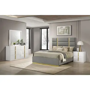 Ines  Bedroom Set Grey/Navy and White High Gloss