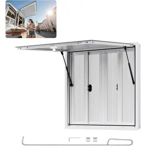 VEVOR Concession Window, Aluminum Alloy Frame Service Window for Food Truck, Up to 85 Degrees Stand Serving Window with Awning Door and Drag Hook (4 left&right sliding windows, 36x36in)