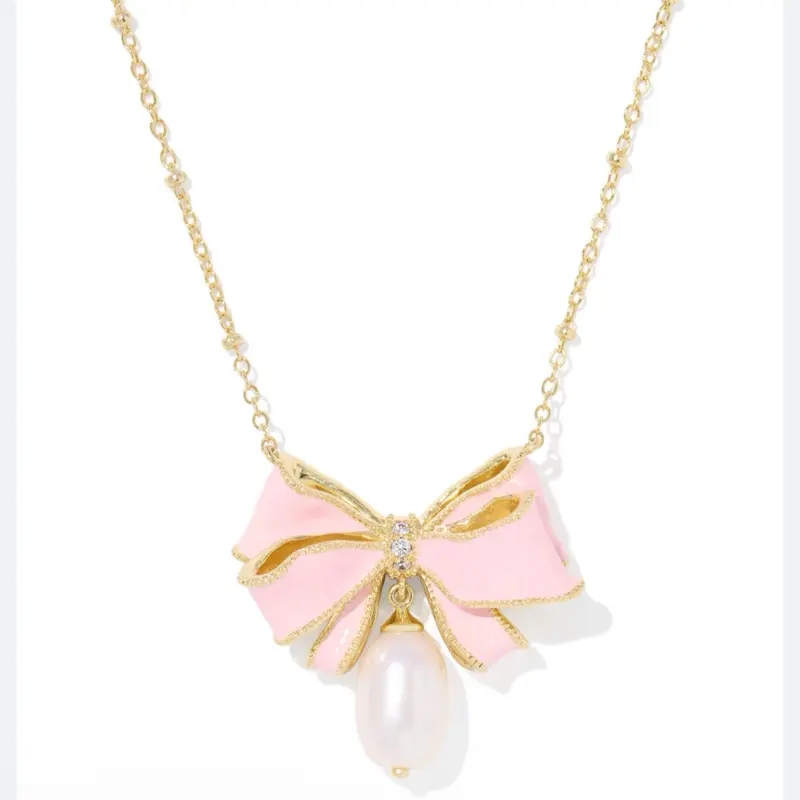 Beautiful bow necklace HTF new with pouch shabby chic vintage love shack