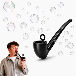 Soap Bubble Pipe, 3D Printed Retro Bubble Wand with 5 Bubble Solution Sachets, Reusable Novelty Bubble Maker for Backyard Parties, Patio, Picnic, Outdoor Fun, Stress Relief Gift for Adults (Black)