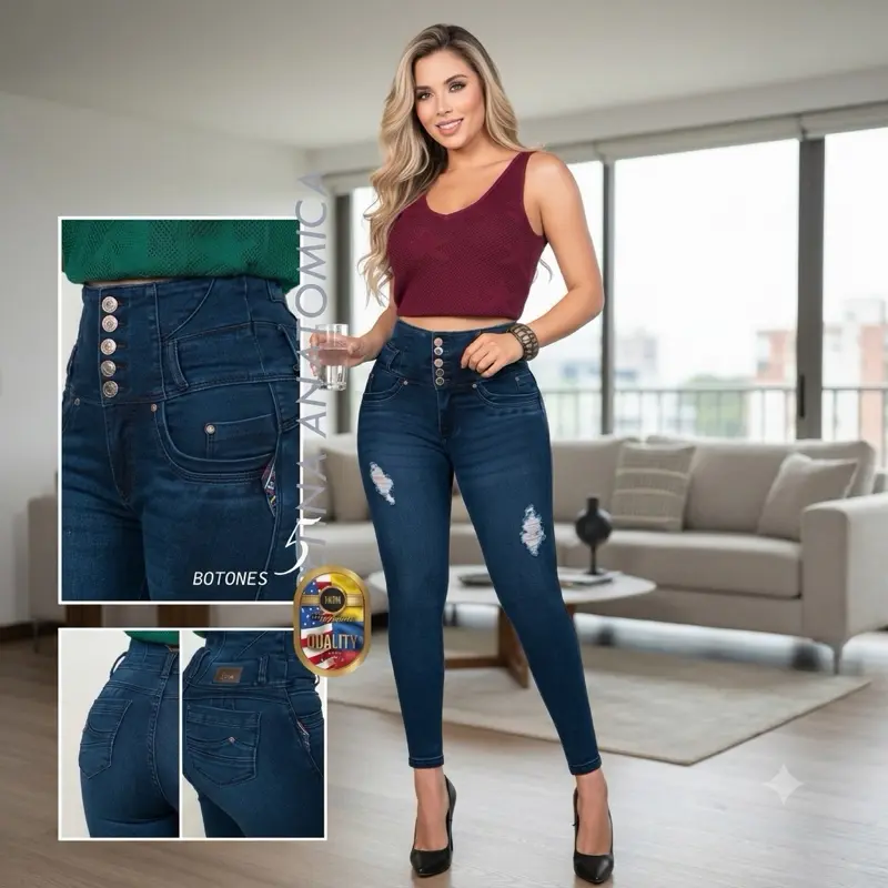 Pretina Anatomica Jeans Referencia 25 07 Tono Azul Cinco Botones con Bolsa Calidad Superior