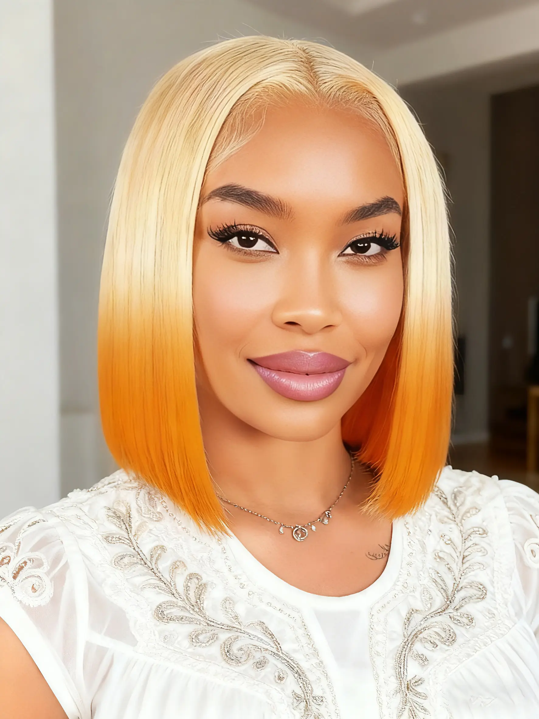 13x4 Lace Front Short Bob Pre Cut Wig 613/350 Ginger Orange Color Straight Transparent Lace Frontal Wigs Human Hair For Woman Lace Front Bobs