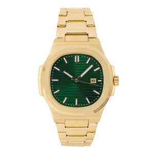 Men's 42mm Oblong Dial Watch – Quartz Movement Metal Band