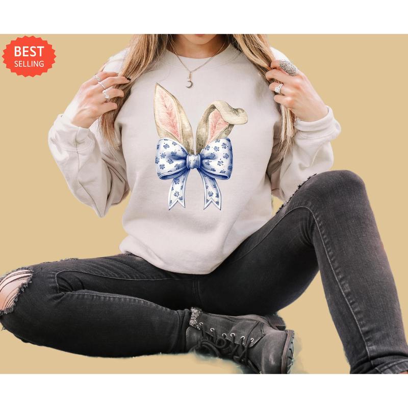 Coquette Bow Bunny Shirt Aesthetic Easter Rabbit Soft Girl Tee R725Easterabbit