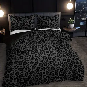 Dark Leopard Print Fashion Duvet Cover Set 1 Duvet Cover 1 2 Pillowcases High Definition Print Trendy Luxurious Premium Bedding for Home Dormitory Machine Washable Down Alternative Comforter bow print fun design elegant solid cocllesocowhome decor bedding