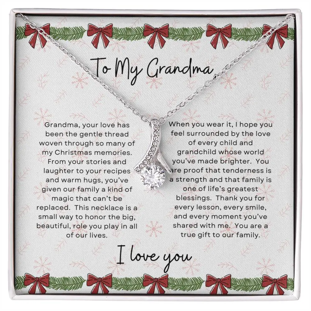 To My Grandma, I Love You Bows & Garland Christmas Exclusive Alluring Beauty Necklace 14K White Gold or 18K Yellow Gold Finish Gifts For Her