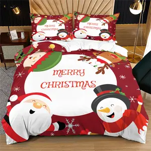 2/3 Pcs Christmas - Themed Bedding Set, Including 1 Duvet Cover & 1/2 Pillowcase (Without Filler), Christmas Elements Print, Zipper Closure, Soft, Comfortable and Durable, Perfect for Bedroom and Guest Room Decoration, Suitable for All Seasons