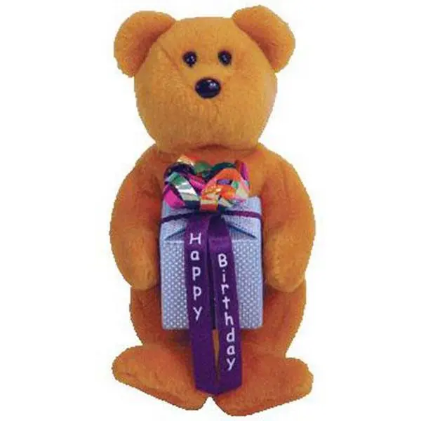TY Beanie Baby Mini - HAPPY BIRTHDAY the Bear ( Brown - w/ Present ) (5.5 inch) (2005) MWMTs