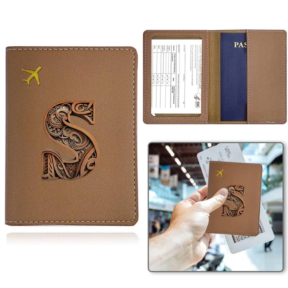 Letter Pattern PU Leather Passport Holder, Passport Wallet, 1 Count Water-resistant Passport Cover, Compact Slim Case for Air Ticket Credit Card Cash, Travel Essentials