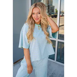 Gardner Striped Top - Mint/Lilac