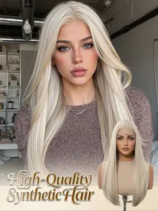 13*4 HD Lace Front Wig, 22 Inch Long Straight Synthetic Hair, Heat Resistant Fiber, Natural Looking, Soft & Silky, Comfortable Breathable Cap, Daily Wear for Women