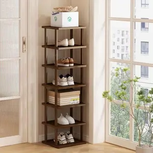 Bamboo Shoe Rack Organizer for Small Spaces - 7 Tier Design, Compact Storage Solution for Versatile Use