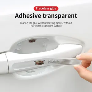 4pcs Transparent Door Handle Stickers for Cadillac Xt4 Xt5 Ct5 Ct6 Escalade, Waterproof Durable Car Door Decals, Car Vehicle Decoration, Easy Installation