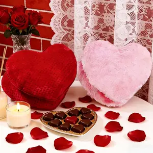Plush Heart-Shaped Pillow with Zipper Design, Perfect Valentine's Day Gift, Creative Home Decor Cushion, Hidden Gift Bag Included