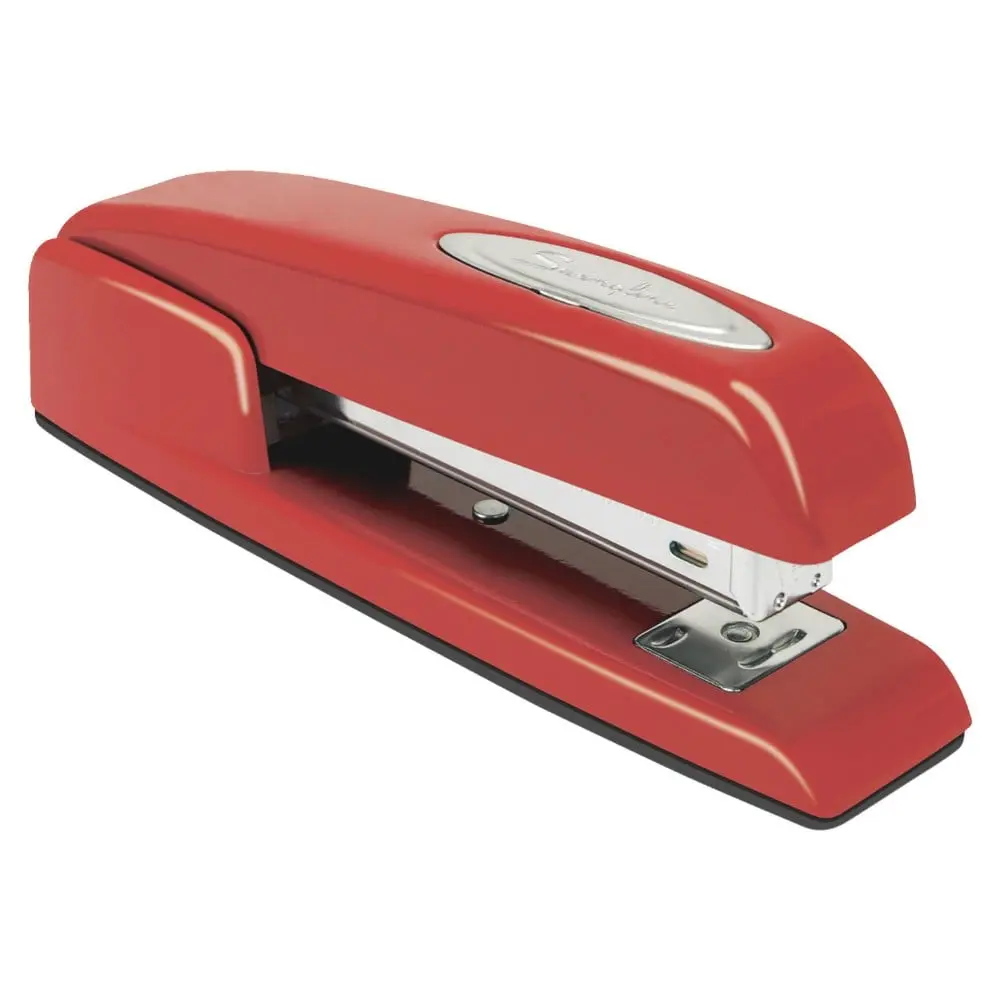Swingline 081494 747 Full Strip Business Stapler with Pinning, Ergonomic Design & Finger Contoured Rubber Base, Fastens Up to 20 Sheets, Inner Channel, 35450 Staple Capacity, Red, Resists Jams