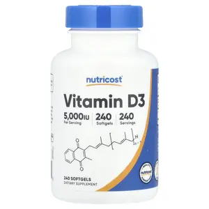 Nutricost Vitamin D3, 125 mcg (5,000 IU), 240 Softgels