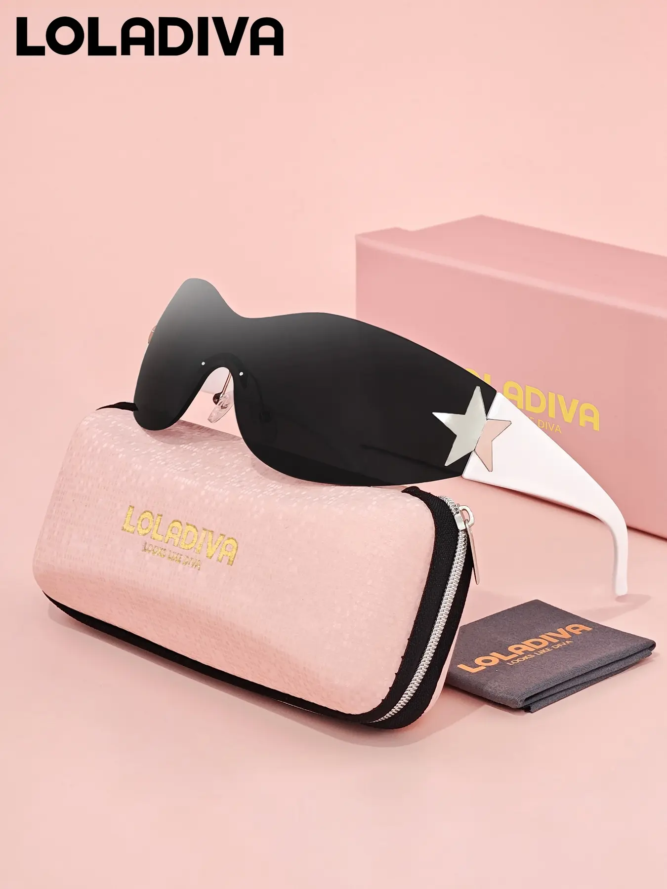 LolaDiva 1 Piece Unisex Square Asymmetrical Sunglasses, HD Frameless Design UV400 Refined design matching your vision