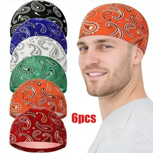 6 Pcs Men Cooling Skull Cap Helmet Liner Sweat Wicking Beanie Head Roll Bicycle Cycling Running Hat Yoga Ventilated Hat
