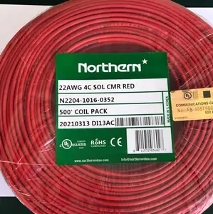 Wire 22-4C Solid  PVC JKT RED 75C 300V