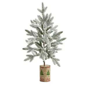 28” Flocked Christmas Artificial Tree in Decorative Planter