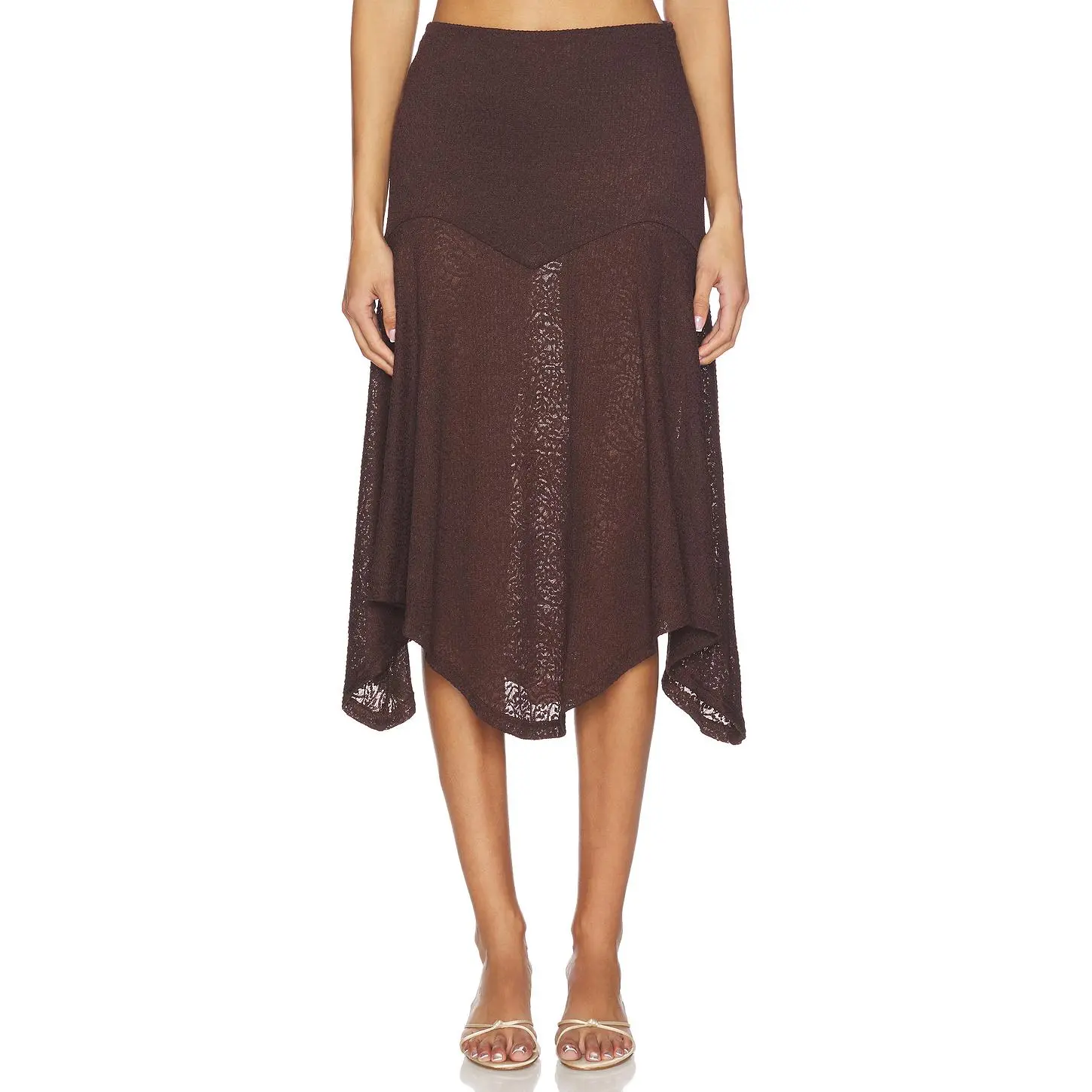 Runaway The Label Roxelle Handkerchief Midi Skirt in Bitter Chocolate