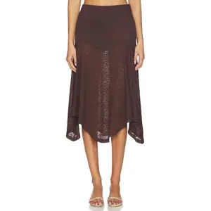 Runaway The Label Roxelle Handkerchief Midi Skirt in Bitter Chocolate