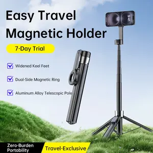 ADYSS Magnetic 70" Selfie Stick Tripod for iPhone 17, Automatic Tap-to-open Phone Tripod, Compatible with MagSafe, Fits iPhone 12-17 Series, MagSafe Case & Other Phones with Metal Ring