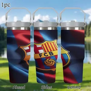 1pc FCB football club, 30oz stainless steel insulated cup, Insulated Travel Drinkware, suitable for use in cars and outdoors. This large-capacity car ice dispenser cup is the perfect gift for family members, friends, birthdays