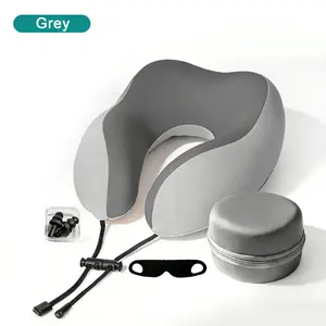 1PC Ergonomic U-Shaped Travel Neck Pillow, Memory Foam Support with Storage Bag, Removable & Machine-Washable Cover, Portable for Airplane, Car & Office, Travel & Home Essential, Includes Eye Mask & Earplugs
