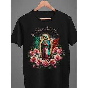 Mexican Faith and Protection TShirt Featuring La Reina de Mexico Virgen de Guadalupe