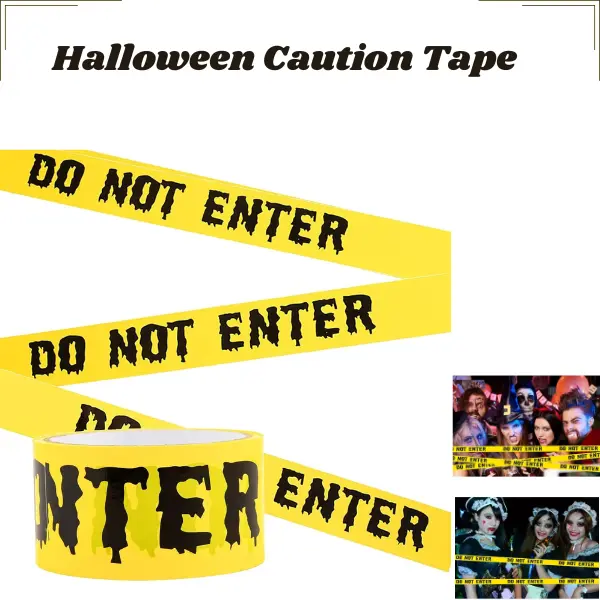 Halloween Caution Tape, 1.9 in x 82 ft Adhesive Warning Tape for Halloween Decorations, Haunted House Party Supplies (Indoor & Outdoor Use)