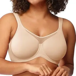 Minimizer Bras for Women Plus Size, Full Coverage Coolcomfort T Shirt Unlined Bra with Underwire for Heavy Breast
