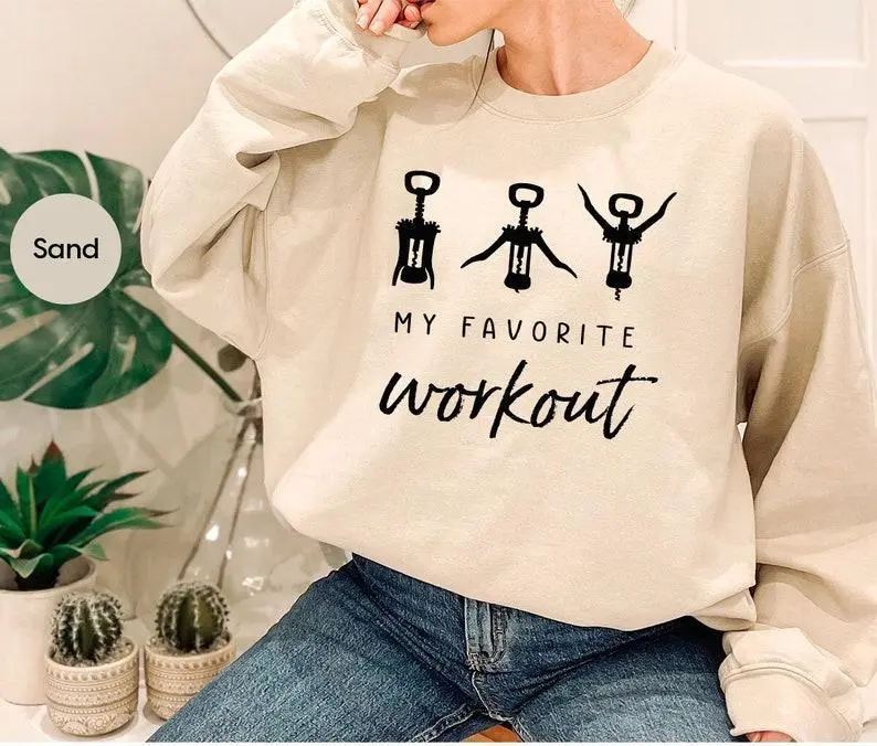 Funny Wine Sweatshirt, Wine Saying Sweatshirt, Wine Lover Gift, Crockscrew Sweatshirt, Favorite Workout Sweatshirt, Wine Workout Sweatshirt