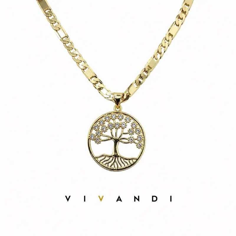 Vivandi Round Tree of Life Necklace