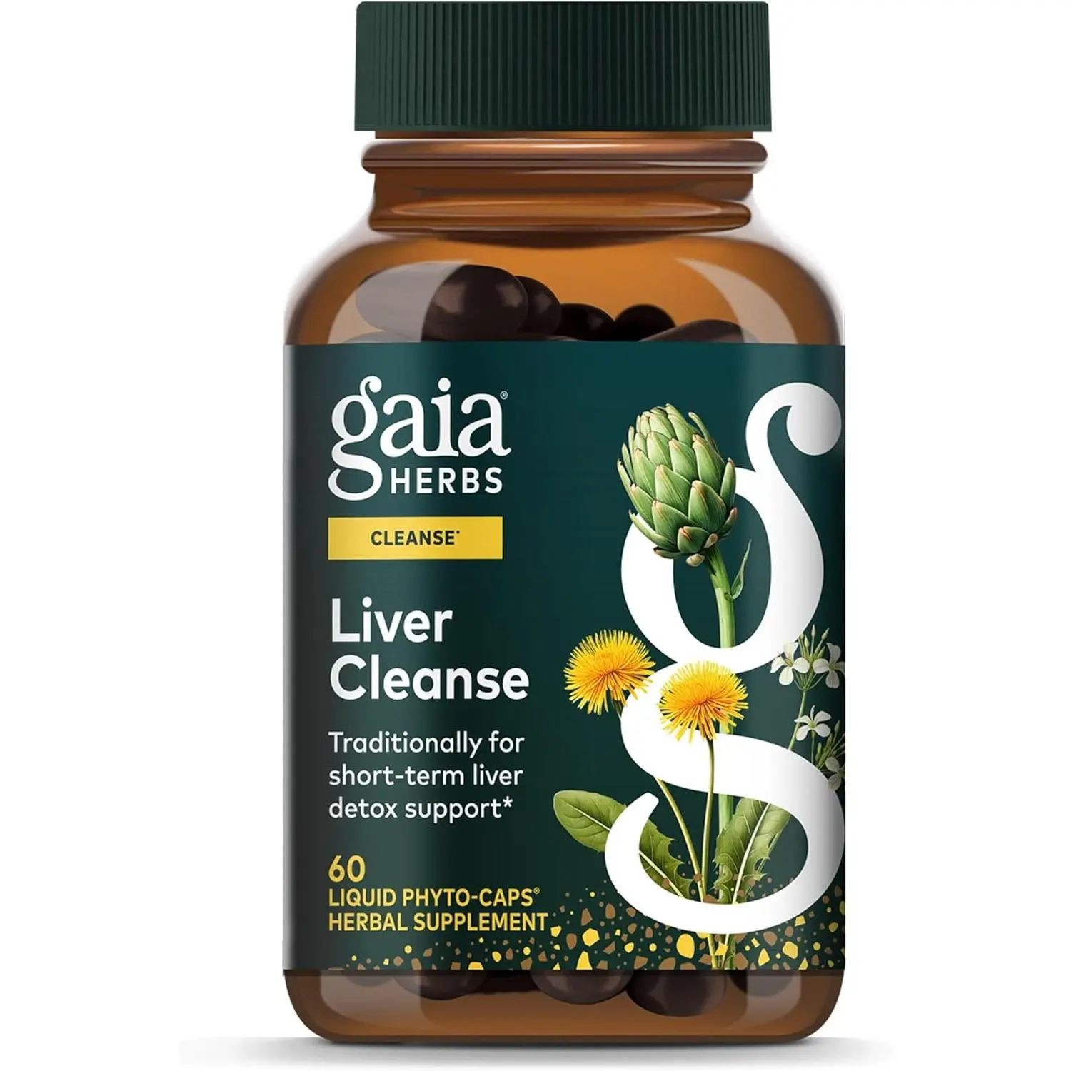 Gaia Herbs Liver Cleanse - Liver Health Support Herbal Supplement with Milk Thistle, Burdock, Turmeric, Dandelion & More* - 60 Vegan Liquid Phyto-Caps (30 Servings)