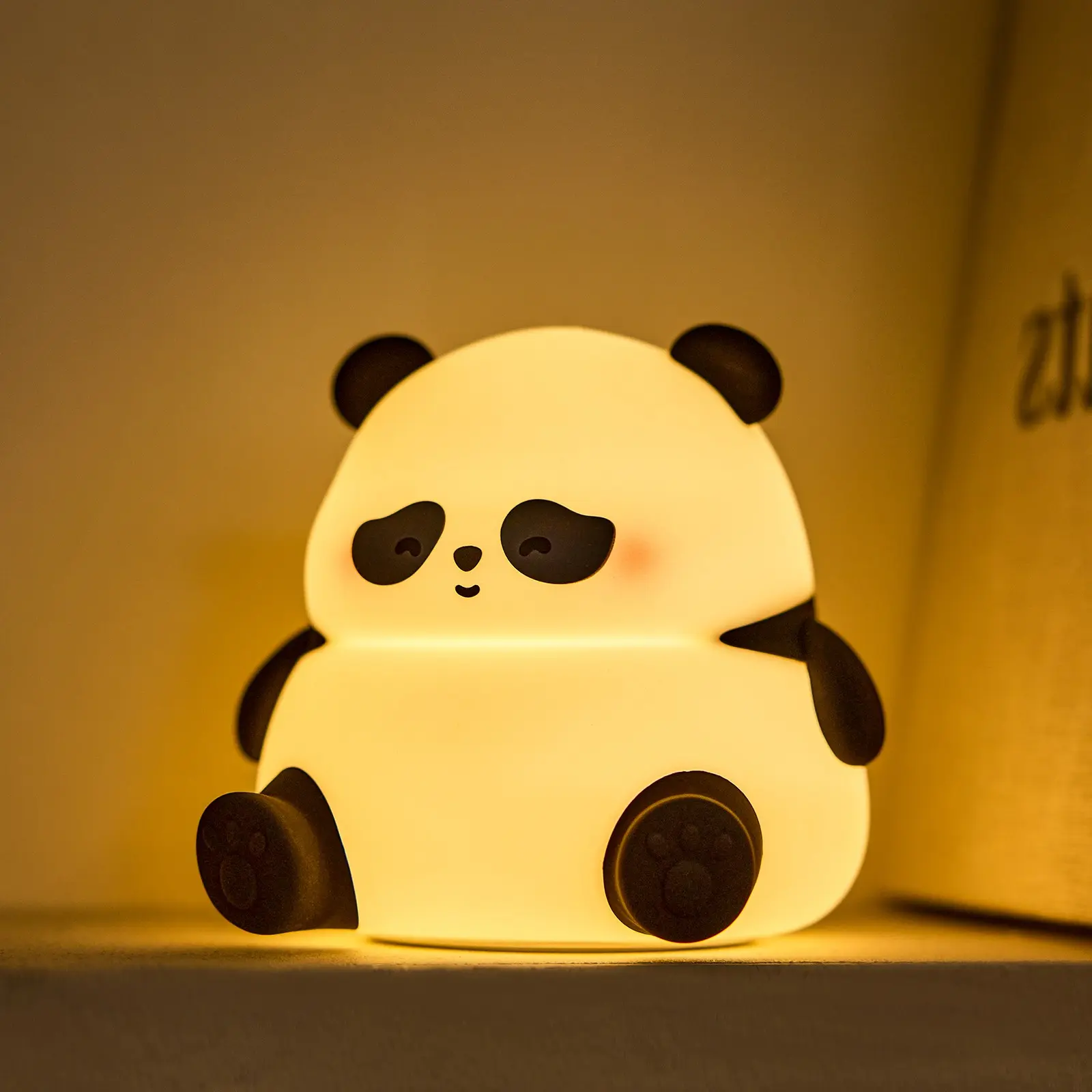 Cute Dundun Panda LED Decorative Night Light, Rechargeable 3 Level Dimmable Night Lights，Funny Office Desk and Home Bedroom Lighting Decor ，Perfect Gift For Family and Friend，Birthday gift, Dimmable Touch Lamp, Led Nightlight