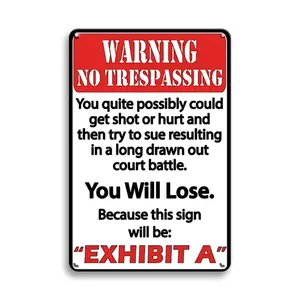 Warning No Trespassing Themed Wall Decor Plaque, 1 Count Hanging Decoration, Wall Art for Home Room Garden Porch Door Gate Man Cave Garage Bar Decor