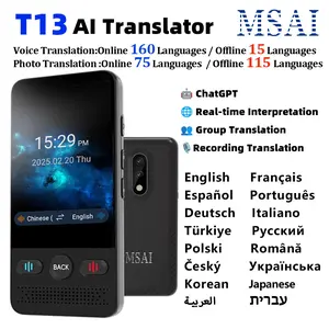 Ai Translation Device Supports 160 Languages, Real-Time Voice & Photo Translation, Offline Mode with Touchscreen, HD Audio Translations
