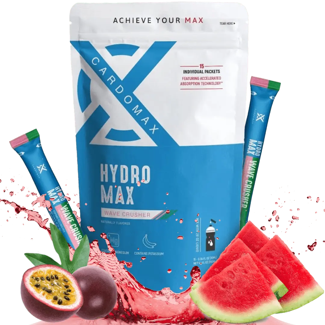 CardoMax Hydromax Electrolyte Drink Mix – Wavecrusher Flavor Hydration LIQUID Packets – Workout Recovery – 15 Liquid Sticks with Potassium & Magnesium – Rapid Hydration & Recovery – Zero Sugar, Keto, Vegan Electrolytes Supplement