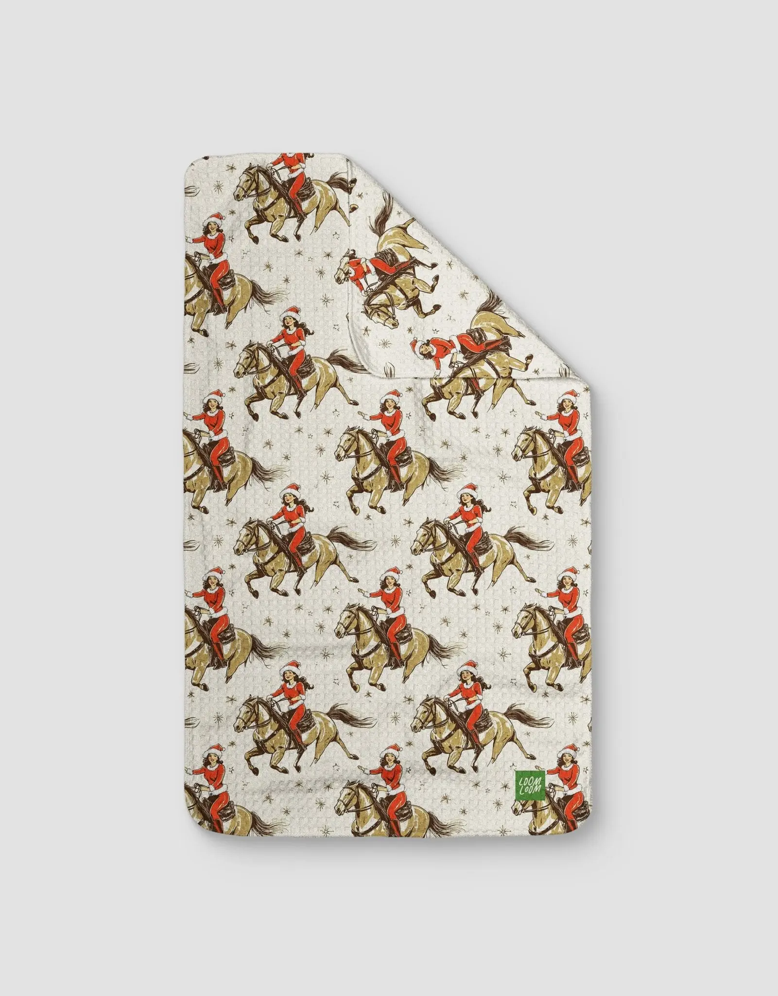 Christmas Cowgirls Rectangular Cleaning Kitchen Tea Towel - 16x28", Double-Sided Print, Quick-Dry, Absorbent Dish Towel
