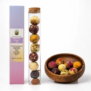Blooming Flower Tea Balls 8 Ct, Jasmine Rose Chrysanthemum, Hot or Iced, 40g