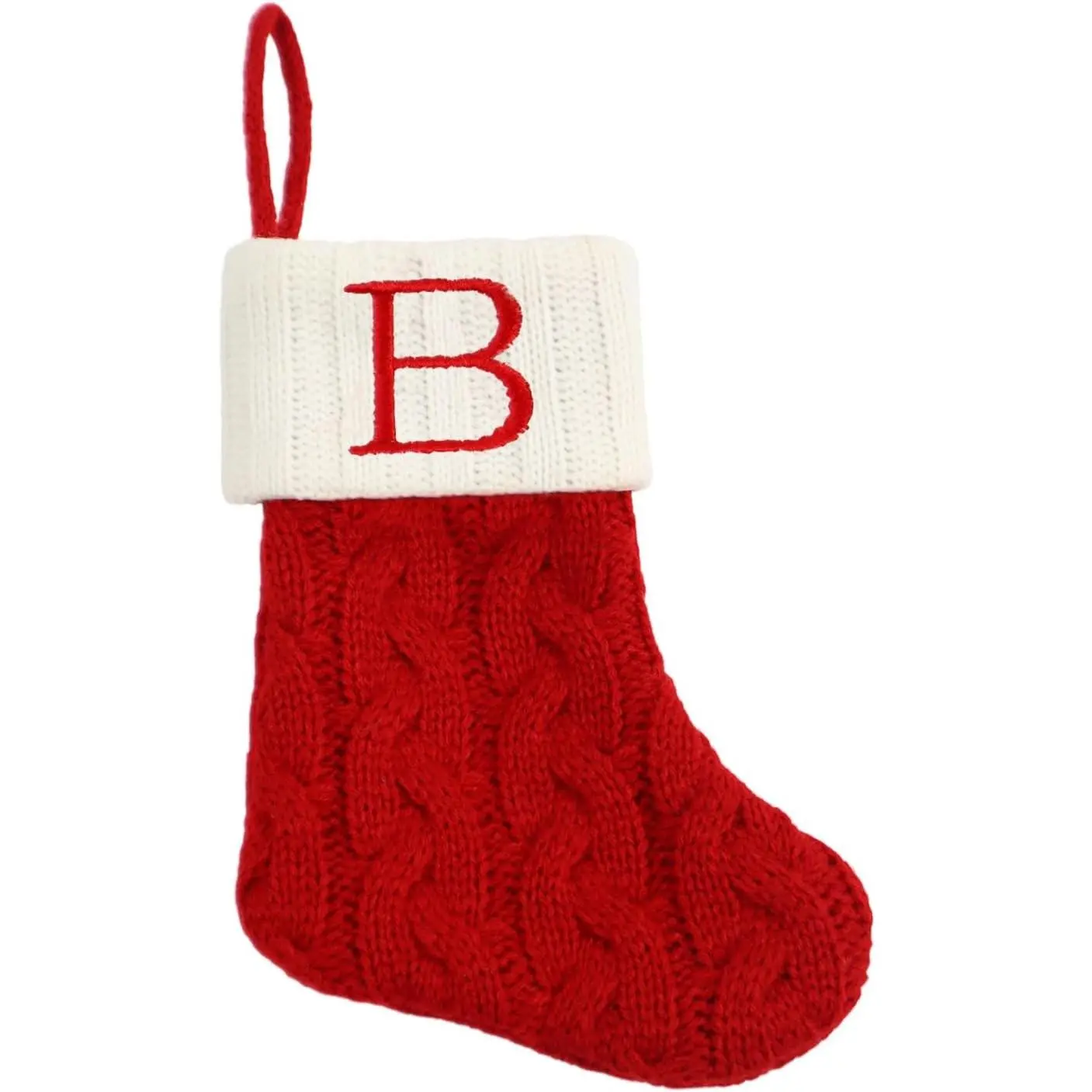 8 Inch Mini Christmas Stockings with Monogram Initial B Classic Red White Small Xmas Stockings for Mini Christmas Tree Fireplace Holiday Decor Party Favors Gift (B)