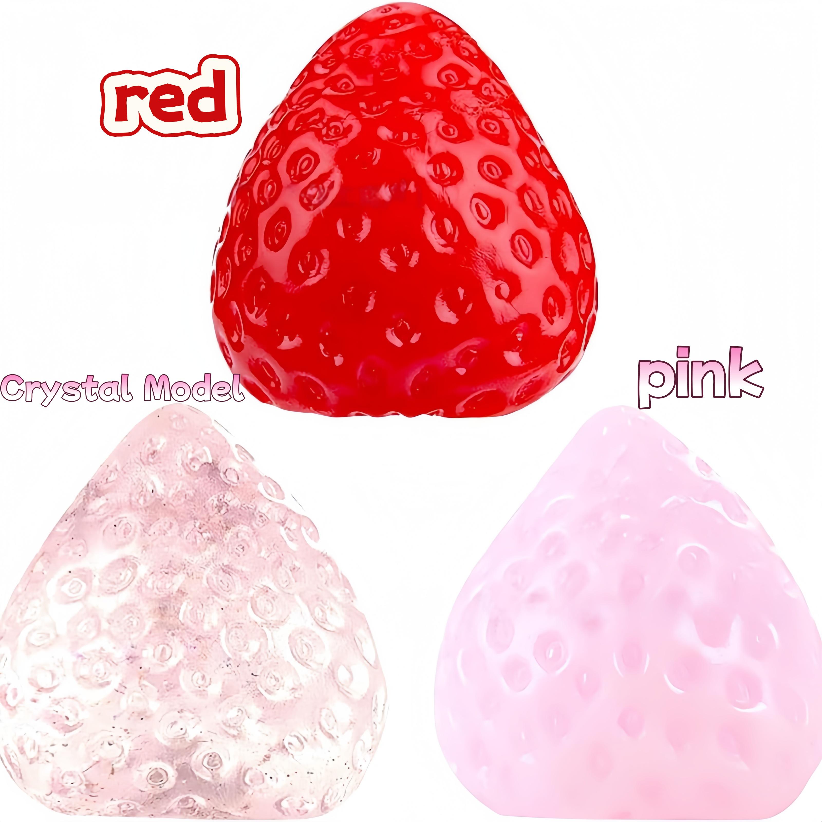 “Crystal Style” Cat Paw Squeeze Toy — Cute, Transparent TPR Stress Relief Toy (Large Size) — Strawberry-Themed Stress Relief Toy